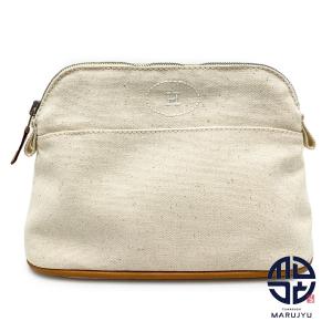 HERMES エルメス ボリードポーチ15 ベージュ シルバー金具 トワルソー  