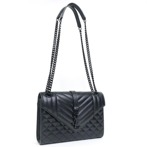 SAINT LAURENT サンローラン エンベロップバッグ チェーンショルダーバッグ ブラック