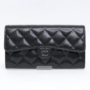 CHANEL（シャネル） 2.55 マトラッセ ラウンドファスナー長財布 黒×GP