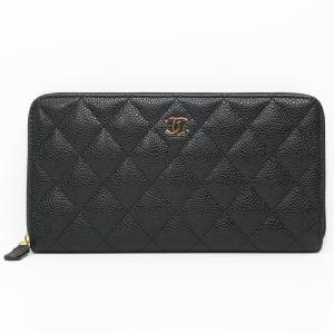 CHANEL（シャネル） 2.55 マトラッセ ラウンドファスナー長財布 黒×GP