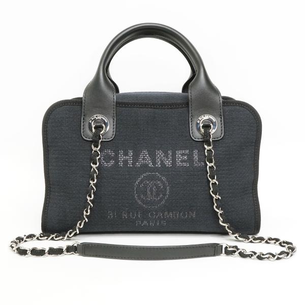 CHANEL シャネル ドーヴィル 2way チェーンショルダーバッグ ミニボストン キャンバス×レ...