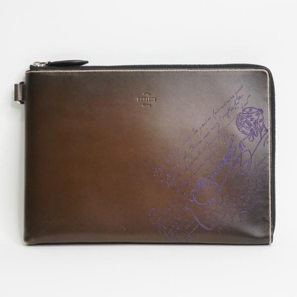 BERLUTI ベルルッティ スクリットレザー カリグラフィ ニノGM クラッチバッグ