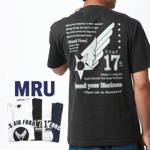 Tシャツ メンズ MRU エムアールユー 半袖 ミリタリー プリント｜marukawa7