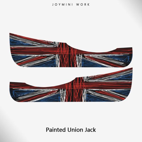 ミニクーパー Painted union jack 車 カーボンファイバーステッカー ドアパネル 保...