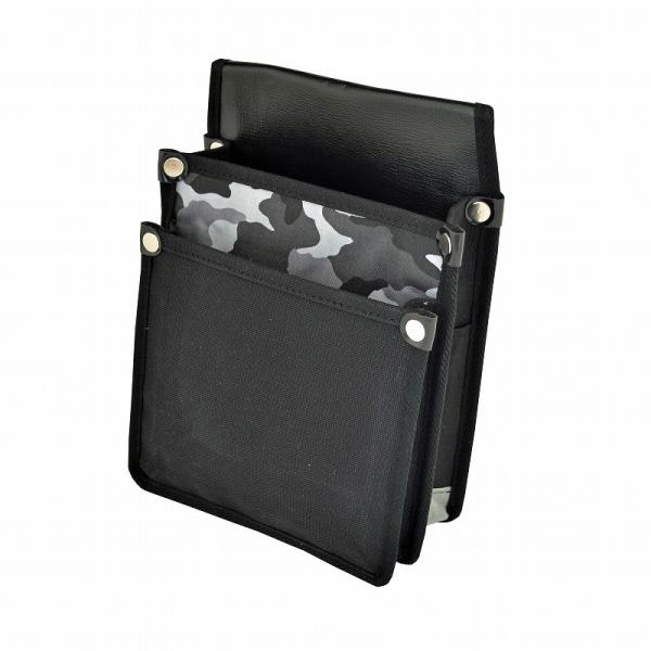 金井産業　マルキン印 内側ポケット付 帆布／灰迷彩柄 YK-16 黒