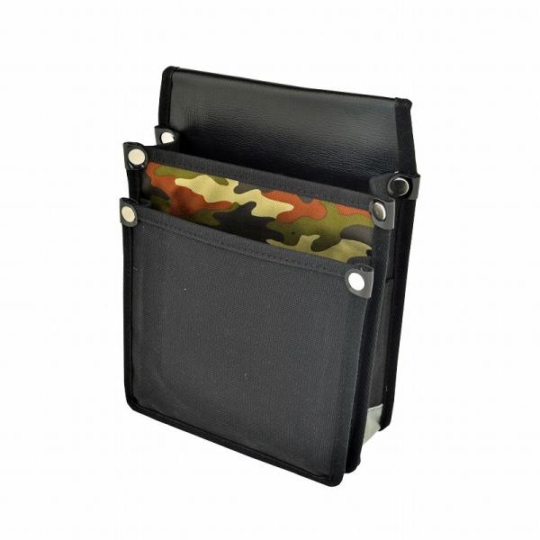 金井産業　マルキン印 内側ポケット付 帆布／茶迷彩柄 YK-17 黒