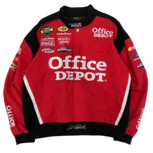 【XL】USA 古着 TeamCaliber レーシングジャケット OFFICEDEPOT 刺繍 カールエドワーズ NASCAR モータースポーツ レッド｜marukinstore2020