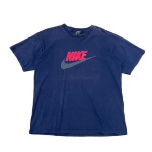 【L】USA 古着 2000s　NIKE ナイキ　ロゴ　Tシャツ クルーネック 半袖 ネイビー