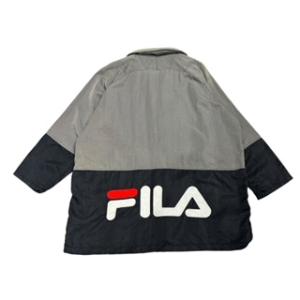 【M】USA古着 FILA  ナイロンジャケット　コート　フード付き　グレー　
