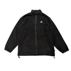 【L】USA 古着  adidas フリース フルジップ　ワンポイント ブラック　ブラウン L