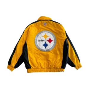 【XL】USA 古着 NFL Steelers チーム ロゴ ナイロンジャケット  バックデザイン ...
