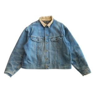 【XL】USA 古着 BlueBay   デニム  襟コーデュロイ　裏地ブランケット　 短丈　50S...