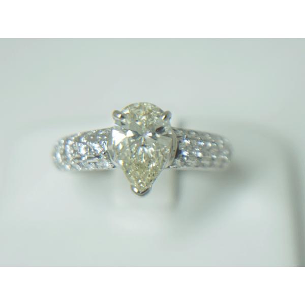 Pt900 プラチナ　ペアーシェイプ　天然ダイヤモンド　リング　D1.519　0.45ct　鑑定書付...