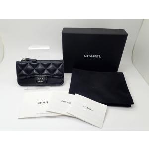 CHANEL シャネル コインケース キャビア マトラッセ 小銭入 財布 カードケース 名刺入 パスケース 黒 ゴールド金具 AP2570