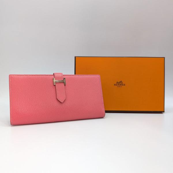 【新品同様 保管品】HERMES エルメス ベアンスフレ　ローズアザレ　 長財布 ピンク　X刻印　箱...
