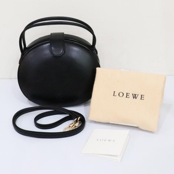 【中古美品】 LOEWE ロエベ アナグラム ラウンド レザー ハンドバッグ 2way ショルダーバ...
