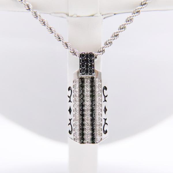 K18WG ダイヤモンド ブラックダイヤモンド ネックレス D0.73ct BD0.80ct 約20...