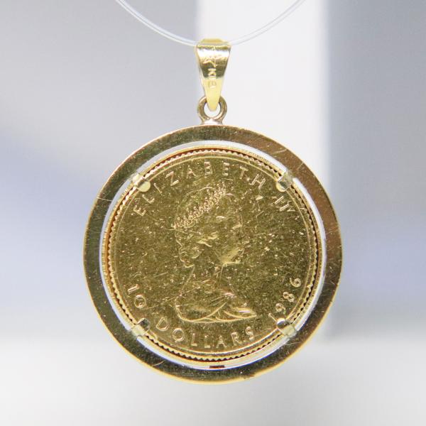 GINZA TANAKA 田中貴金属 K18枠 K24 メイプルコイン 1/4oz エリザベスII世...