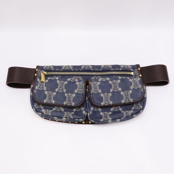 【中古美品】CELINE セリーヌ パリマカダム ウエストバック デニム キャンバス ボディバック ...