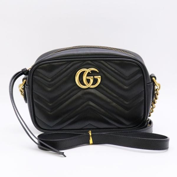 中古◆GUCCI グッチ GGマーモント キルティング ミニバッグ ショルダー 448065 レザー...