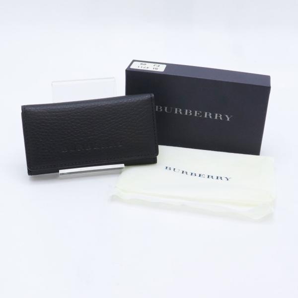 未使用 保管品 BURBERRY バーバリー レザー キーケース ブラック シルバー金具 4連 5連...