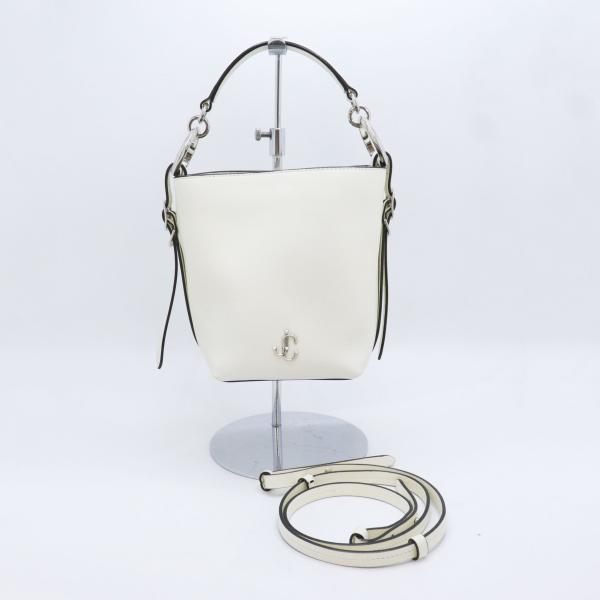 新品同様美品 JIMMY CHOO ジミーチュウ ヴァレンヌ バケットS ホワイト系 レザー ショル...
