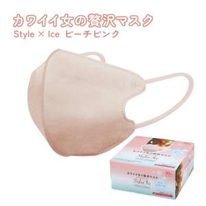 衛生用品 マスク 接触冷感 ひんやり 肌なじみ ピンク ベージュ やわらかい 大容量 通勤 通学 立体 カワイイ 可愛い 大人用 ふつう 贅沢マスクStyle×Ice 30枚入