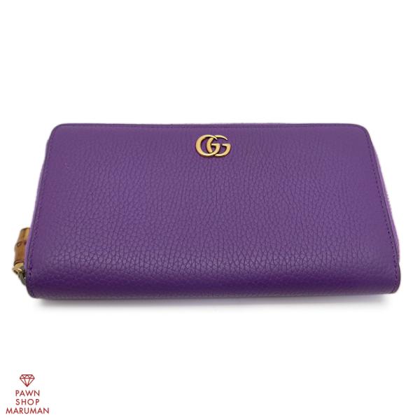 GUCCI グッチ バンブー付き ジップアラウンドウォレット 739499 1147 レザー パープ...