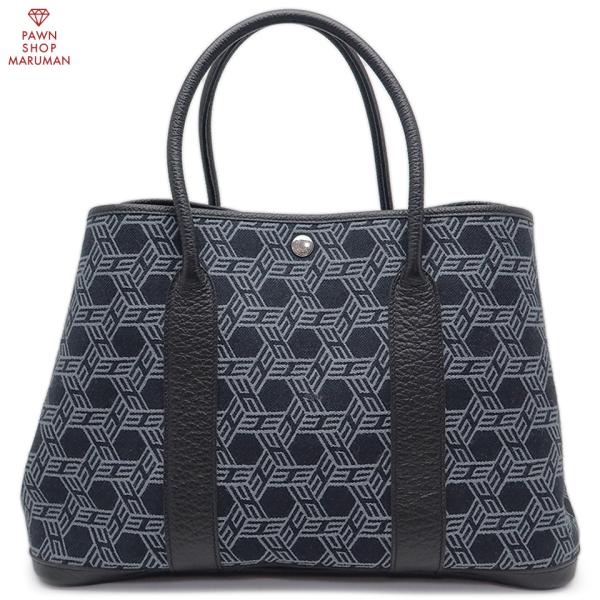 エルメス ガーデンパーティPM [K]刻印 ブッフル×トアルソーアッシュ ブラック×ダークネイビー×...