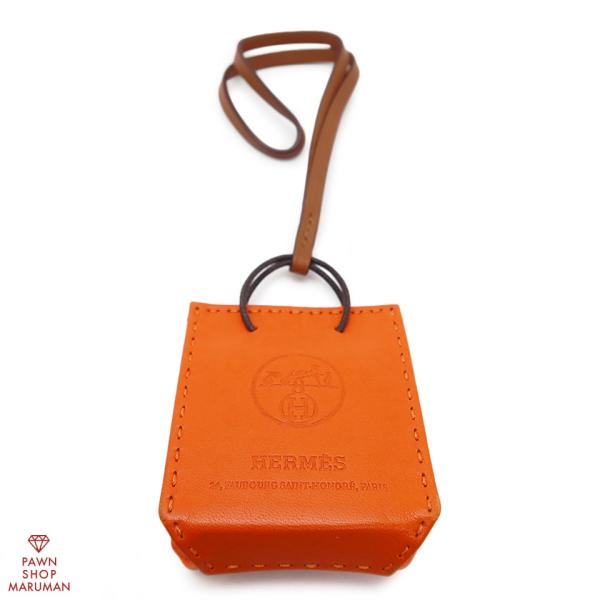 HERMES エルメス サックオランジュ フーオレンジ アニョーミロ(ラム) バッグチャーム 【丸万...