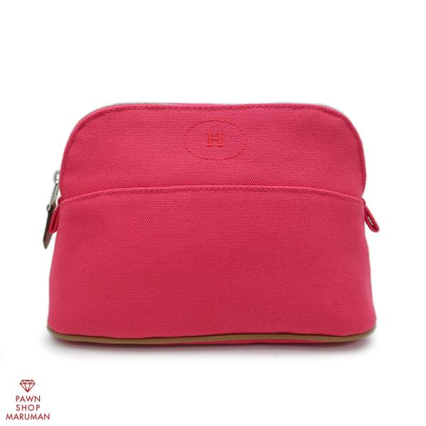 HERMES エルメス ボリードポーチ ミニ H103773M 06 コットンキャンバス ハイビスカ...