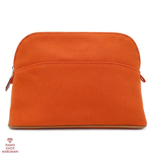HERMES エルメス ボリードポーチMM H104774M 02 ミニ コットンキャンバス オラン...