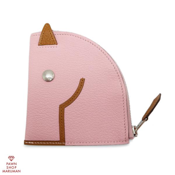 HERMES エルメス パドック コインケース Z刻印 シェブルミゾル ローズサクラ×キャメル×シル...