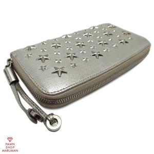 ジミーチュウ ラウンドファスナー長財布 スタースタッズ カーナビー