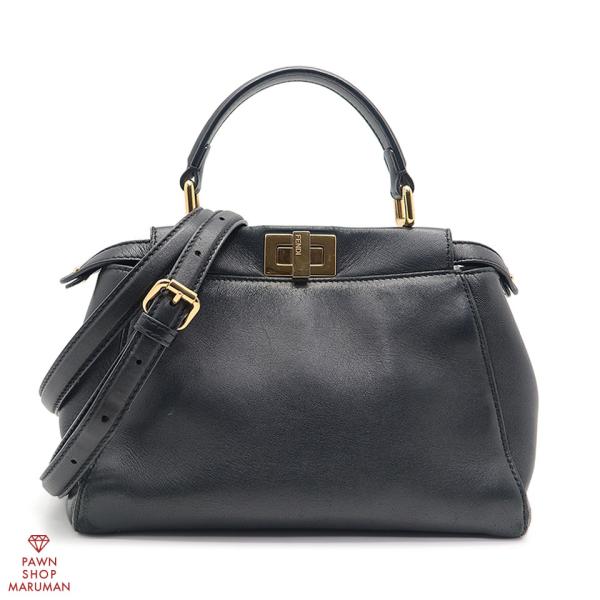 FENDI フェンディ ピーカブーミニ 8BN244 AD6G FOKUR レザー ブラック×ゴール...