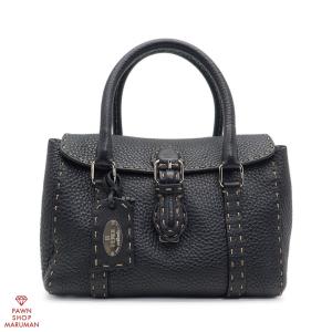 Hender Scheme◇ハンドバッグ/レザー/BLK/無地/Assemble Rectangle Bag