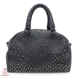 CHRISTIAN LOUBOUTIN クリスチャンルブタン パネトーネ スモール 2WAYバッグ レザー ブラック×ガンメタル 【丸万質舗】