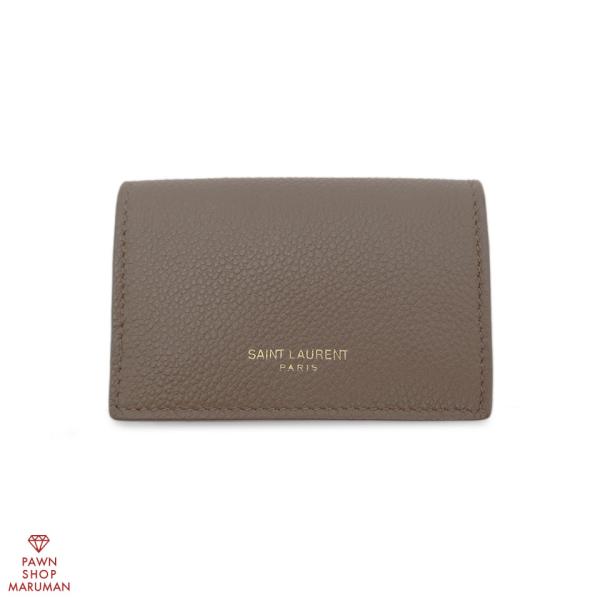 SAINT LAURENT サンローラン コンパクトウォレット レザー グレージュ×ゴールド金具 【...