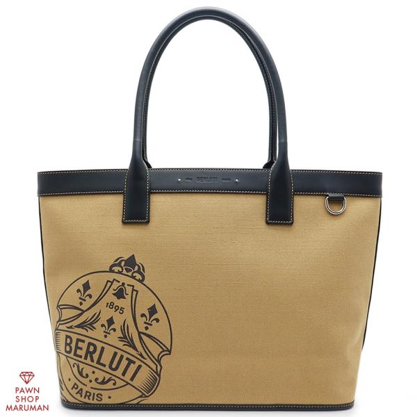 Berluti ベルルッティ フォーエバーロッジ トートバッグ B1200 キャンバス×レザー イエ...