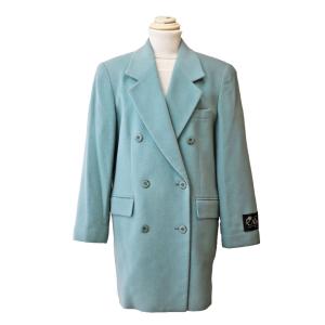 テーラードジャケット　ゆったり9号　MLサイズ　ブルー　ダブル　レナウン　レディースファッション　レディースファッション　ミセス｜marumi371