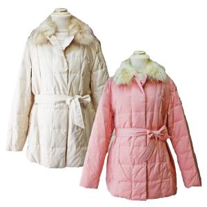 ダウンジャケット　秋冬　9号　白　ピンク　 ショート　サンヨーコート　レディースファッション　20代30代40代　｜marumi371