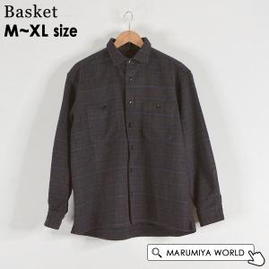 メンズ シャツジャケット バスケット ミニチェックCPOシャツ トップス シャツアウター 羽織り Basket 1001243 BS313-MG メール便不可｜marumiya-world