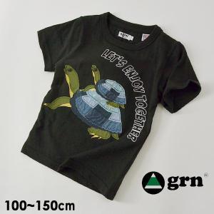 メール便可 ジーアールエヌ GK9101-L(M) USAコットンのパッチワークTシャツ キッズ ベビー ジュニア トップス 半袖 カメ 刺繍 カジュアル 子供服 GRN 4020888｜marumiya-world