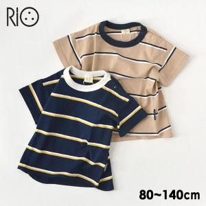 キッズ Tシャツ マルチボーダー半袖Tシャツ 半そで カットソー トップス 男の子 子供服 子ども服 子ども服 RIO リオ 4024670 C21003-22-14mm メール便可｜marumiya-world