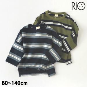 ボーダードルマン長袖Tシャツ キッズ ベビー 長そでTシャツ ロンT カットソー リオ RIO 4024931 C21031-24-14mm メール便可｜marumiya-world