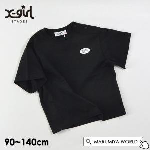 バックレインボーロゴ半袖Tシャツ キッズ トップス 半そで シンプル ストリート エックスガールステージス X-girl Stages 4025559 9232209-mm14mメール便可｜marumiya-world