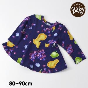 メール便可 ハッカベビー M90 アソートフルーツプリントチュニック ベビー トップス 長袖 微起毛
