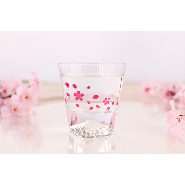 【丸モ高木陶器直営】『冷感 桜舞富士山ロックグラス』温度で色が変わる