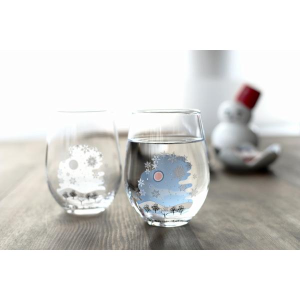 【丸モ高木陶器直営】『冷感雪結晶 フリーグラス ペアセット』温度で色が変わる