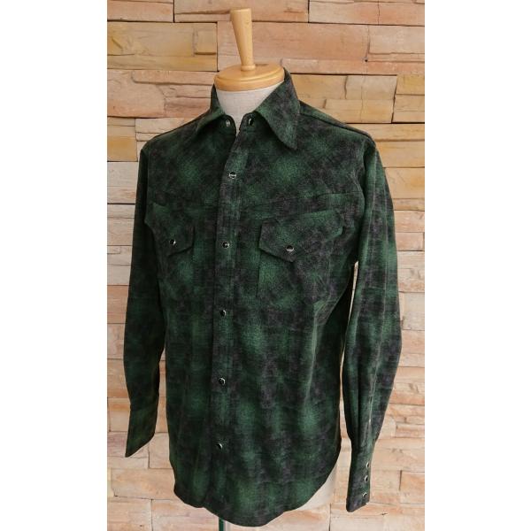 西脇長造商店　長造ウエスタン　ネルシャツ【グリーンチェック】